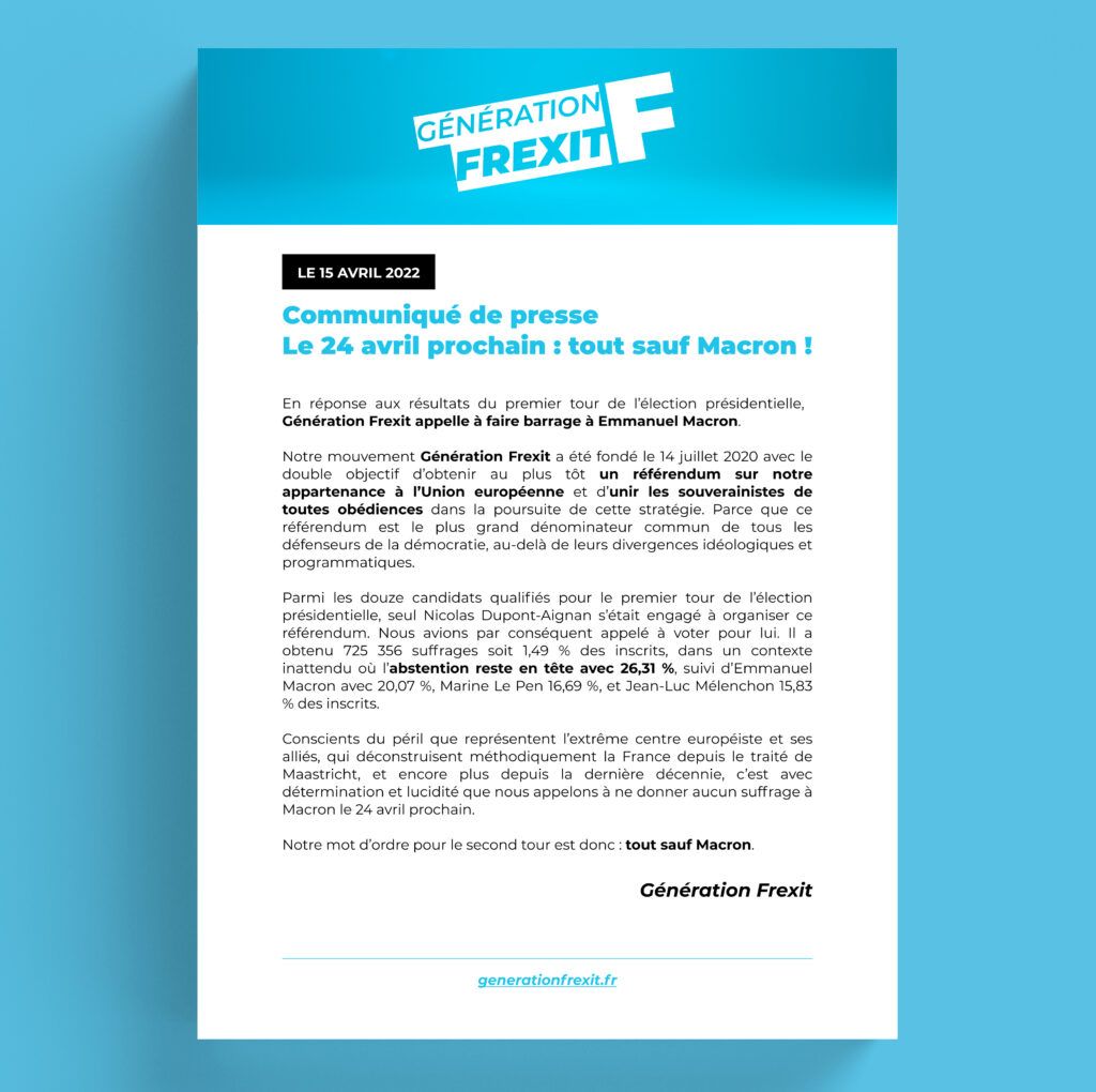 élection présidentielle 2022,2e tour,deuxième tour,second tour,Marine Le Pen,Barrage,Front républicain,Macron,Tout sauf Macron,Génération Frexit,Nicolas Dupont-Aignan